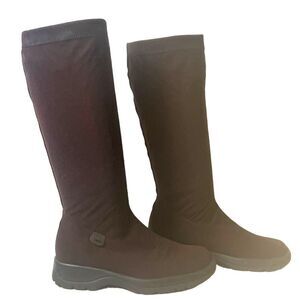 Jollys Gabor Womens 38/7.5 Burgundy Knee High Riding Boot Stretch Fabric Pull On